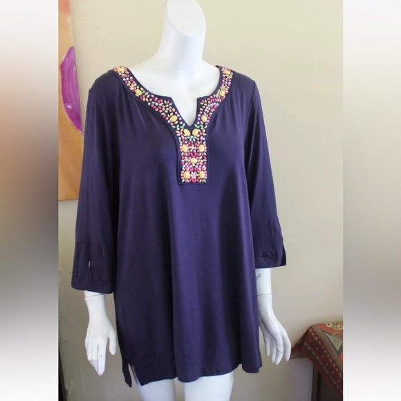 Charter Club Tops - Brand New Charter Club Beaded Tunic Top Plus Size 0X